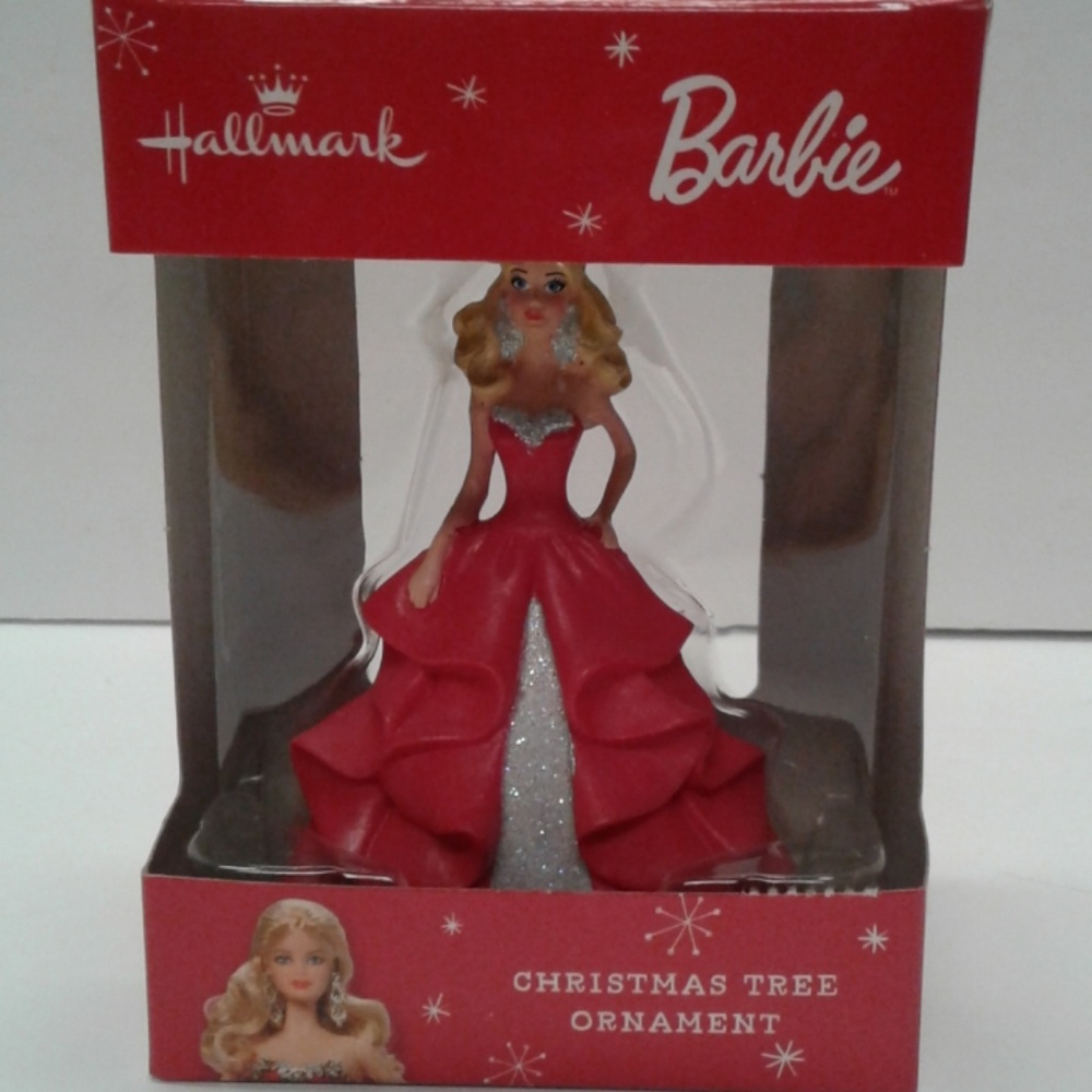 Hallmark Barbie 2015 Christmas Ornament Red Silver Dress Sparkles